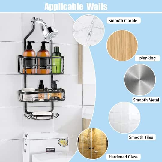 NEX™ 24.8" Black Over the Shower Caddy